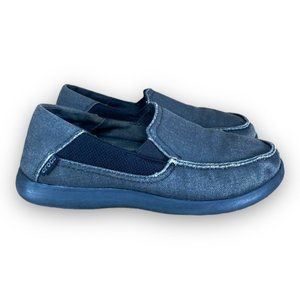 Crocs Santa Cruz 2 Luxe Loafers Slip On Canvas Dark Gray Black Youth 3 Women 5